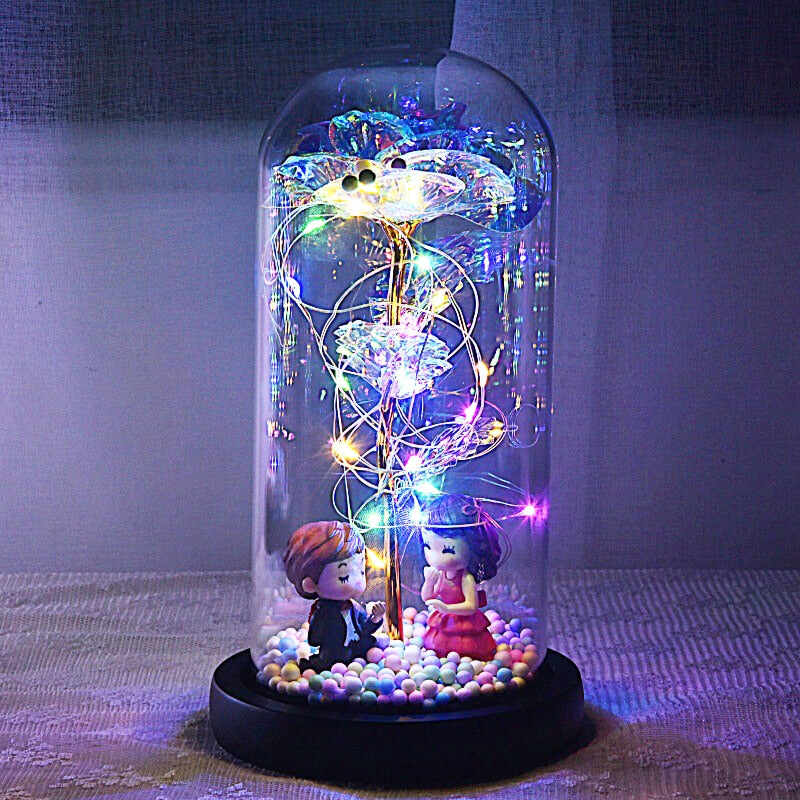 LED Rose in Glas