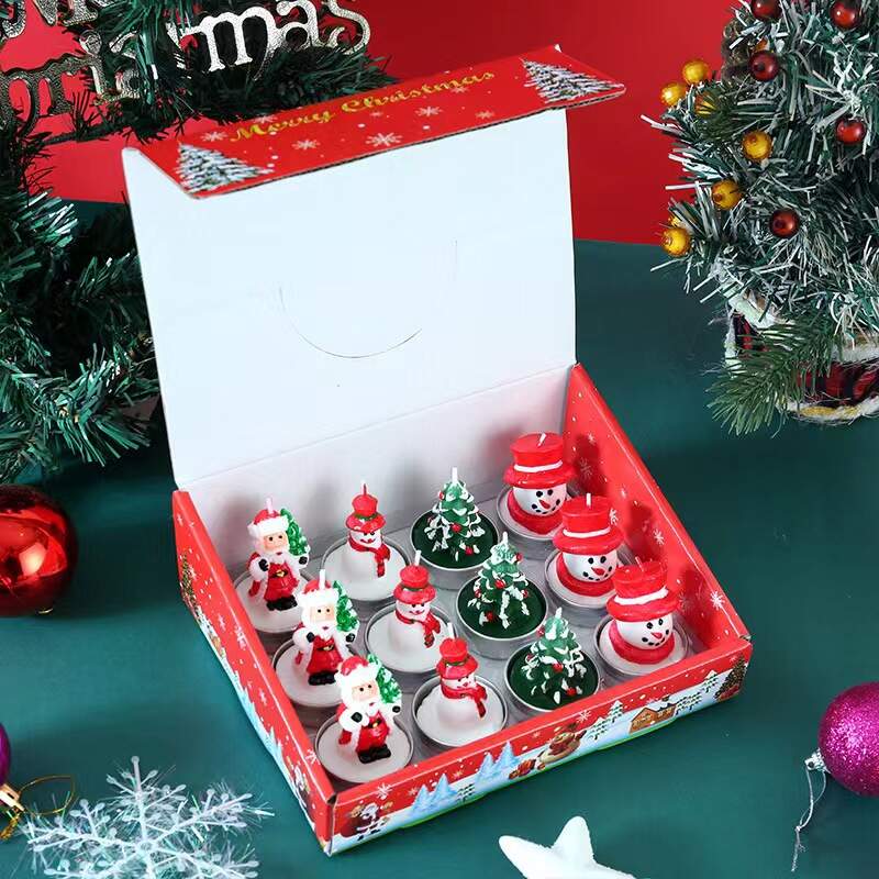 12 Pieces Christmas Tree Tealight Candles Handmade Delicate Tree Candles for Christmas Home Decoration Gifts