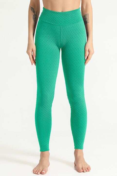 Solid Textured Scrunch Butt Sports Legging