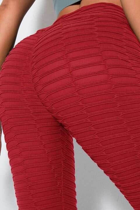 Solid Textured High Waist Sports Leggings