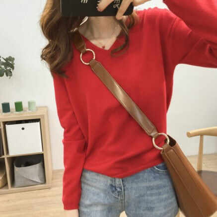 Solid Color Long-sleeved Sweater