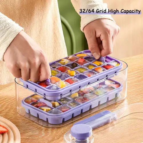 2 In 1 Press Ice Cube Making Mould andStorage Box with Lid Portable