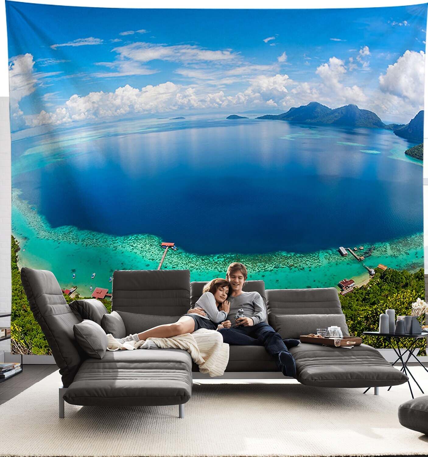 Ocean Landscape Wall Tapestry Mountain Island Art Decor