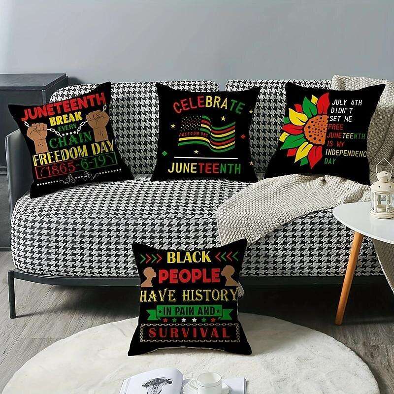 Black Freedom Day Juneteenth Double Side Pillow Cover 4PC