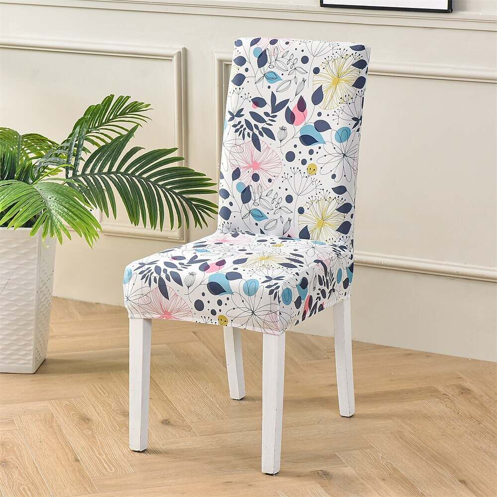 Stretch Spandex Dining Chair Cover Plants/Flower Pattern