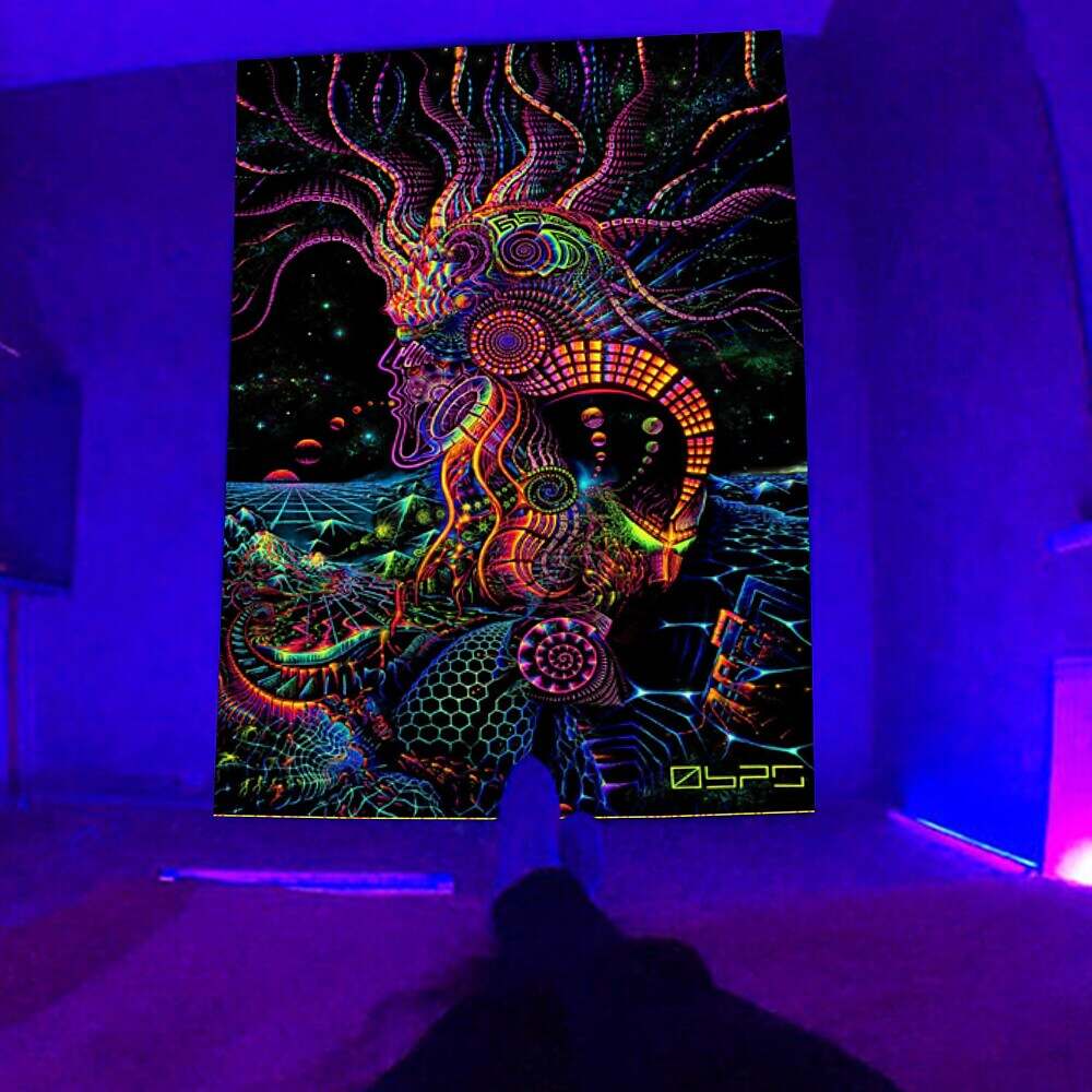 Blacklight Trippy Tapestry UV Reactive Psychedelic Tapestry