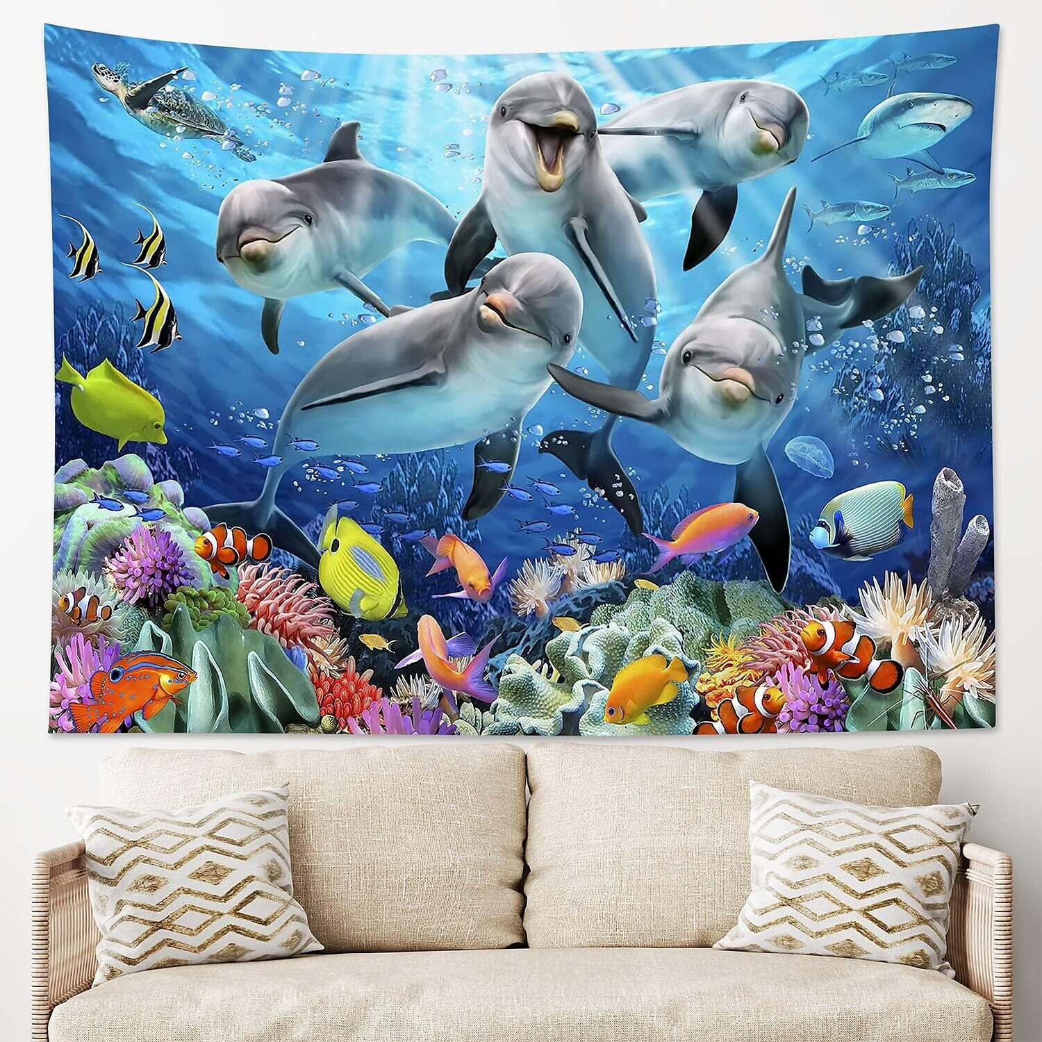 Ocean Dolphin Wall Tapestry Art Decor