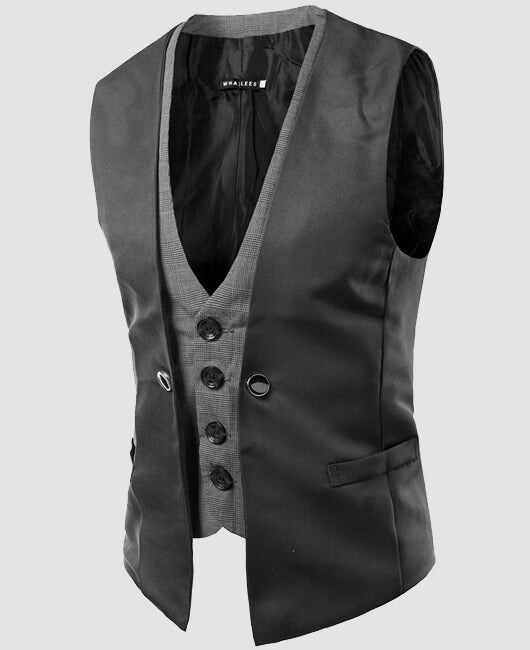Casual Plain Fake Two Pieces Single Breasted Blazer Vest