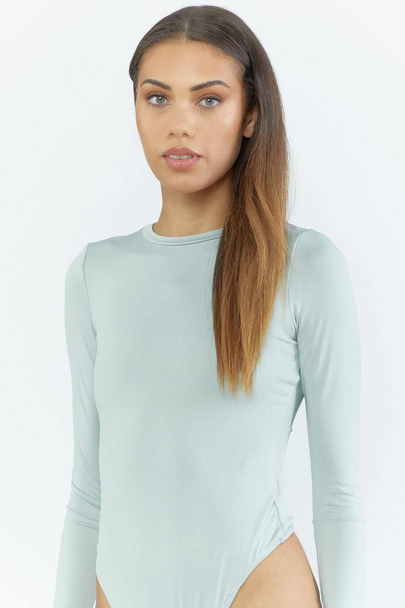 Women Apparel | Basic Contour Crew-Neck Bodysuit Sage Forever21 - XX76768