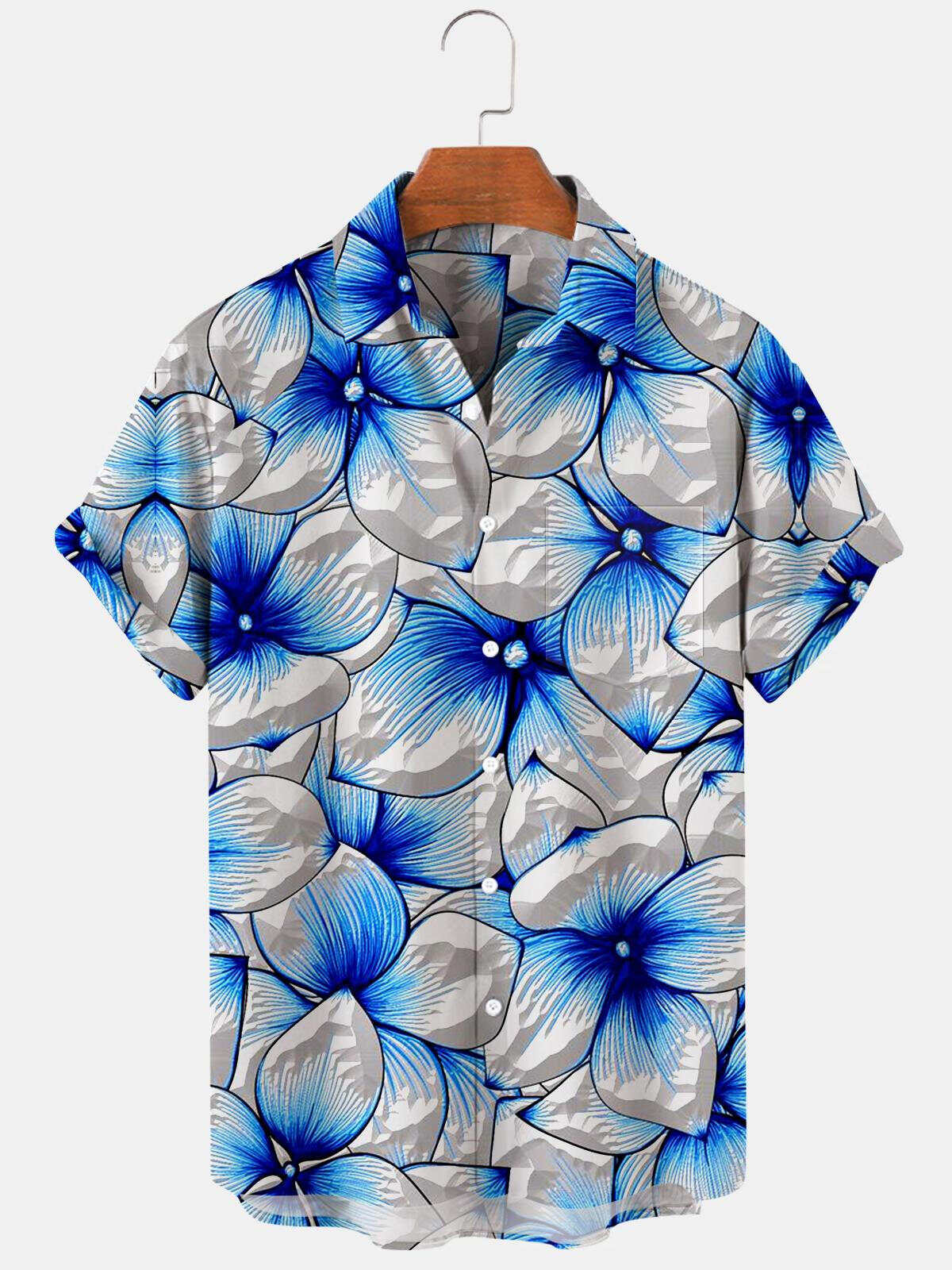 Flower Print Men's Shirts With Pocket