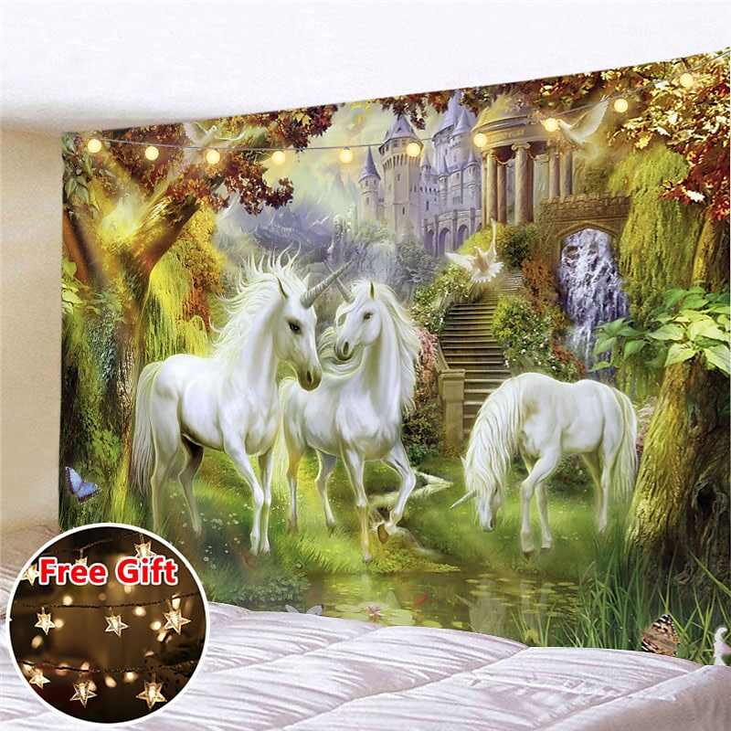 Landscape LED Lights Wall Tapestry Art Decor Fairytale Print