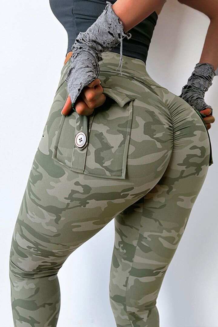 Camo Flap Pocket Scrunch Butt Sports Leggings