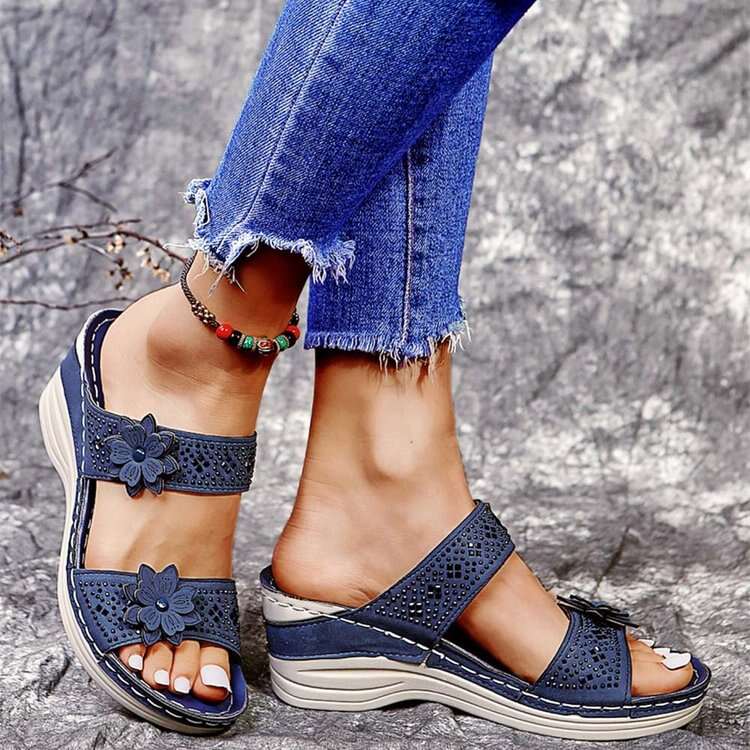 Women's Soft Footbed Orthopedic Arch-Support Floral Wedge Sandal