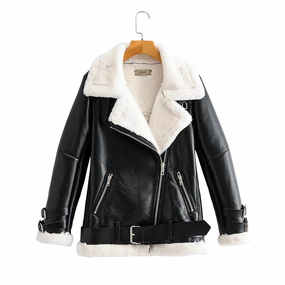 Oblique Zipper Leather Jacket