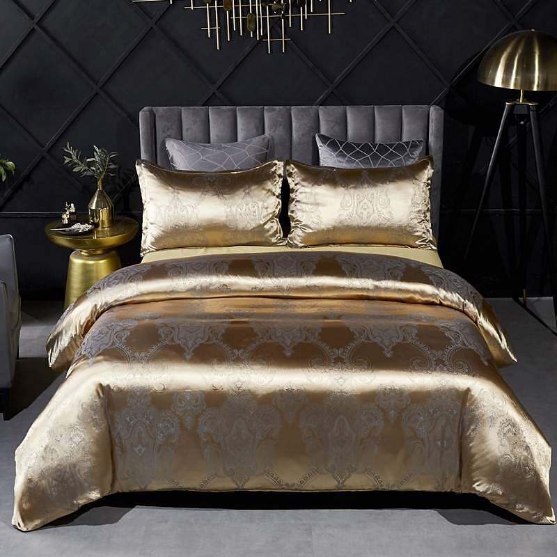 Luxury Jacquard Satin Duvet Cover Set Quilt Bedding Sets Comforter Cover