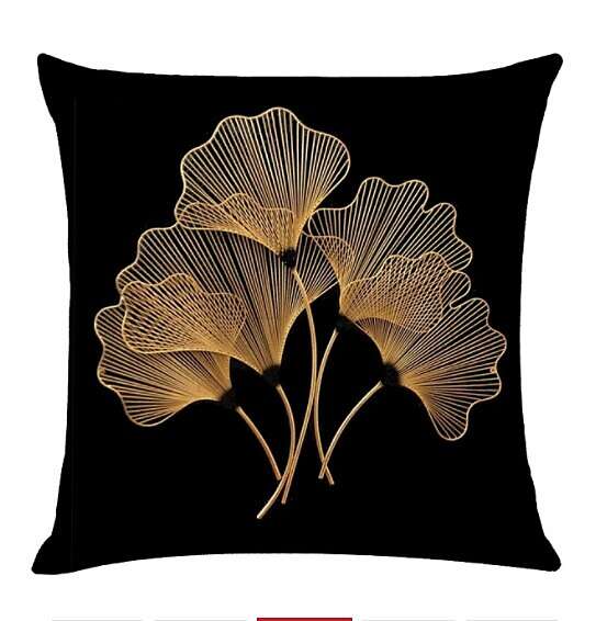 Set of 4 Throw Pillow Cases Open Branches and Loose Leaves Faux Linen Square Decorative Throw Pillow Cases Sofa Cushion Covers Outdoor Cushion for Sofa Couch Bed Chair Golden