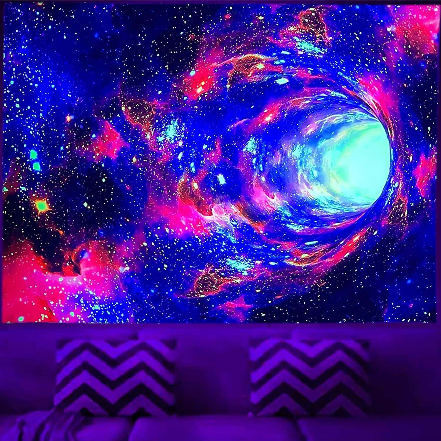 Blacklight Tapestry UV Reactive Galaxy Nature Landscape