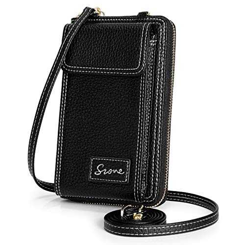 S-ZONE PU Leather RFID Blocking Crossbody Cell Phone Bag for Women Wallet Purse