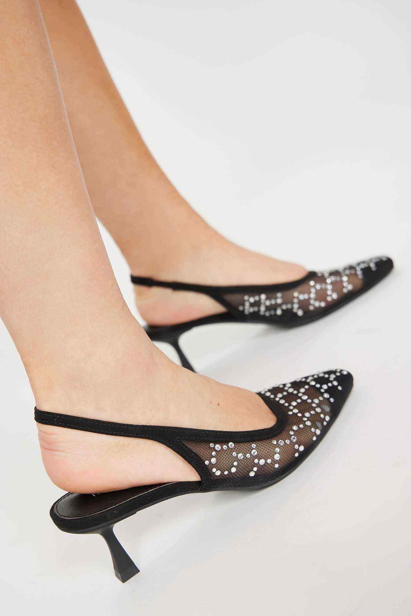 VIP Status Rhinestone Pumps   Black