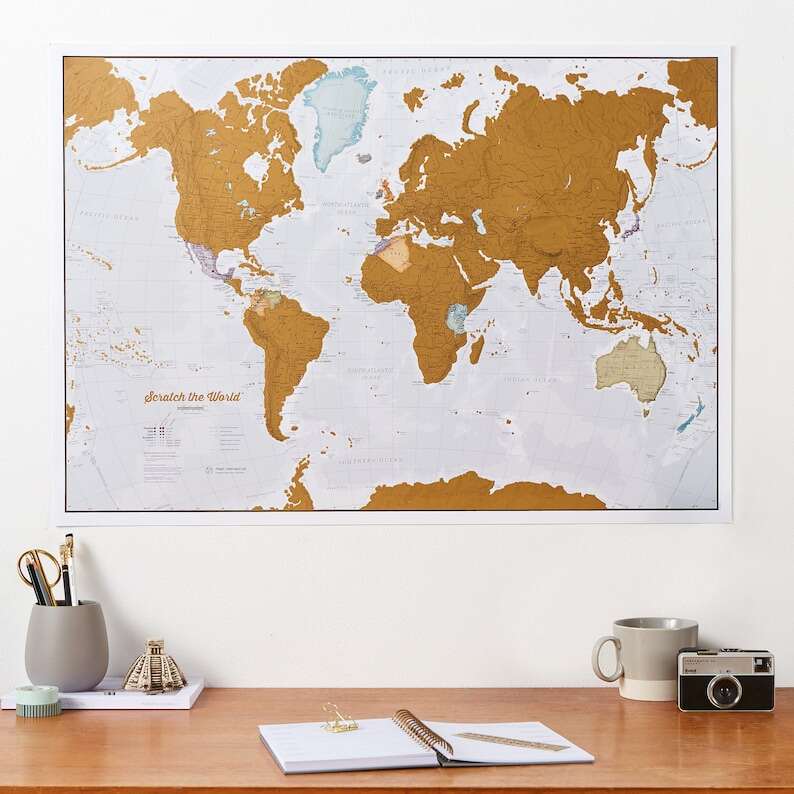 Scratch off Map Poster - Most Detailed World Map, gift for him, gift for her, travel gift, gift, wall hanging, travel map