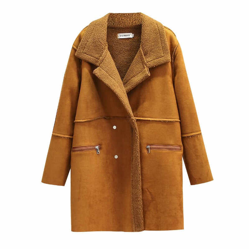 Mid-Length Suede Coat