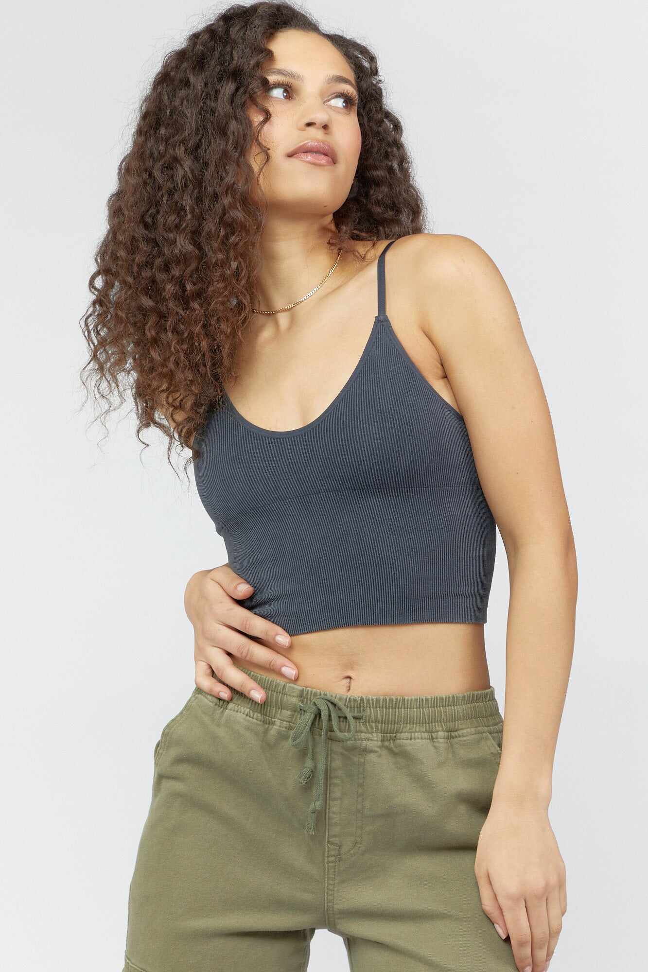 Women Apparel | Seamless Ribbed Cropped Cami Ivory Forever21 - DV17620