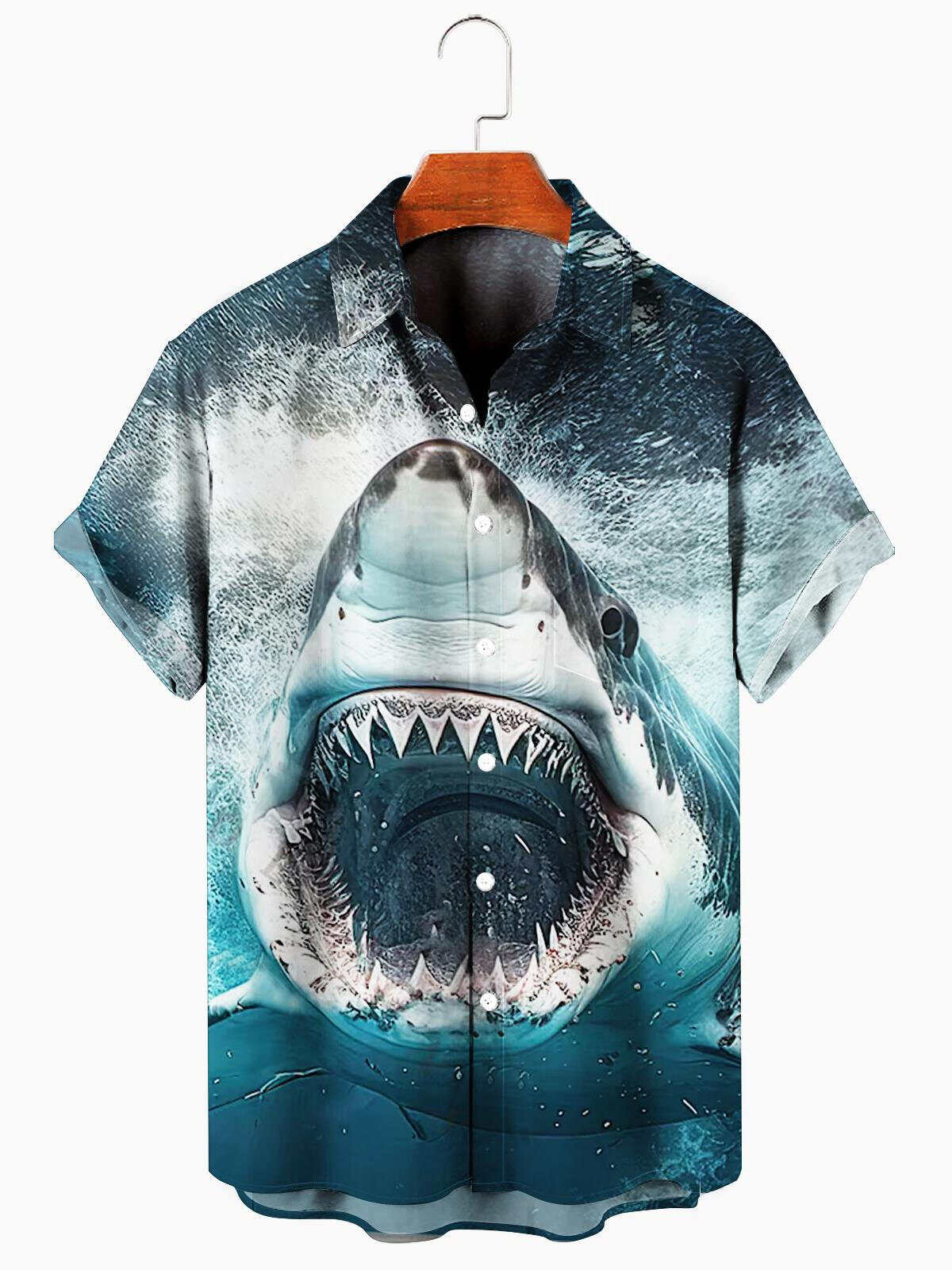 Men's Shark Print Hawaiian Shirt