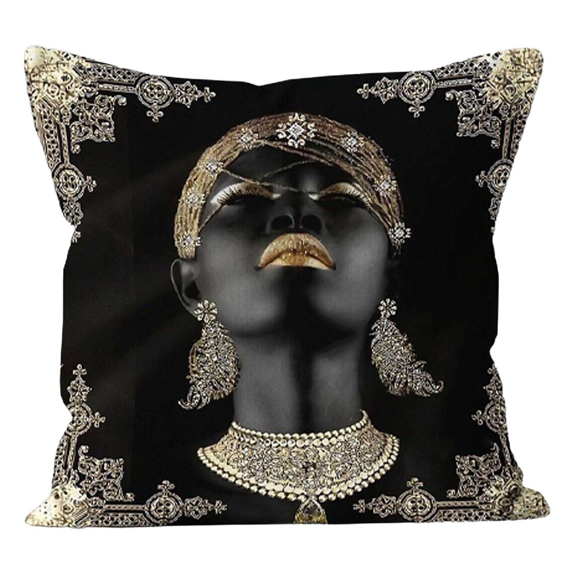 African Girl Double Side Pillow Cover 4PC Art Soft Decorative Square Cushion Case Pillowcase for Bedroom Livingroom Sofa Couch Chair