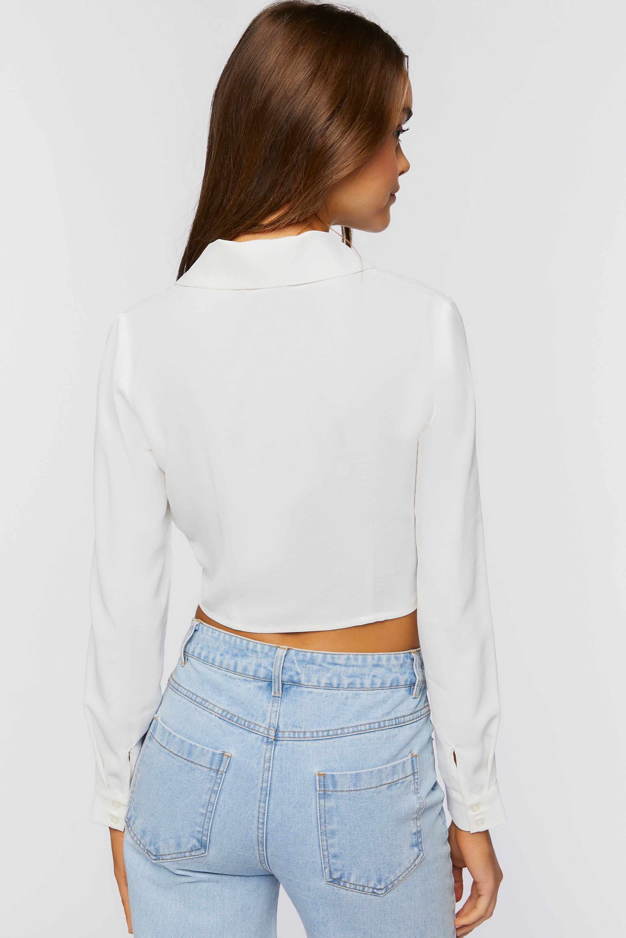 Women Apparel | Cropped Bustier Shirt White Forever21 - LZ23471