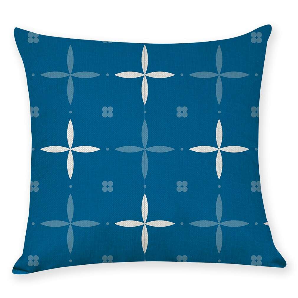 Blue Set of 9 Pillow Cover, Geometric Pattern Geometic Leisure Modern Faux Linen Throw Pillow Outdoor Cushion for Sofa Couch Bed Chair Blue