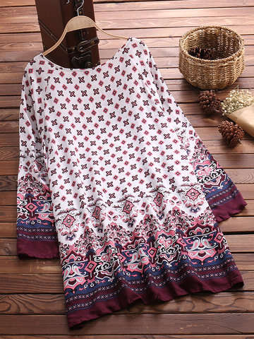 Women Other | Bohemian Printed O-Neck Mini Dresses - IF16548