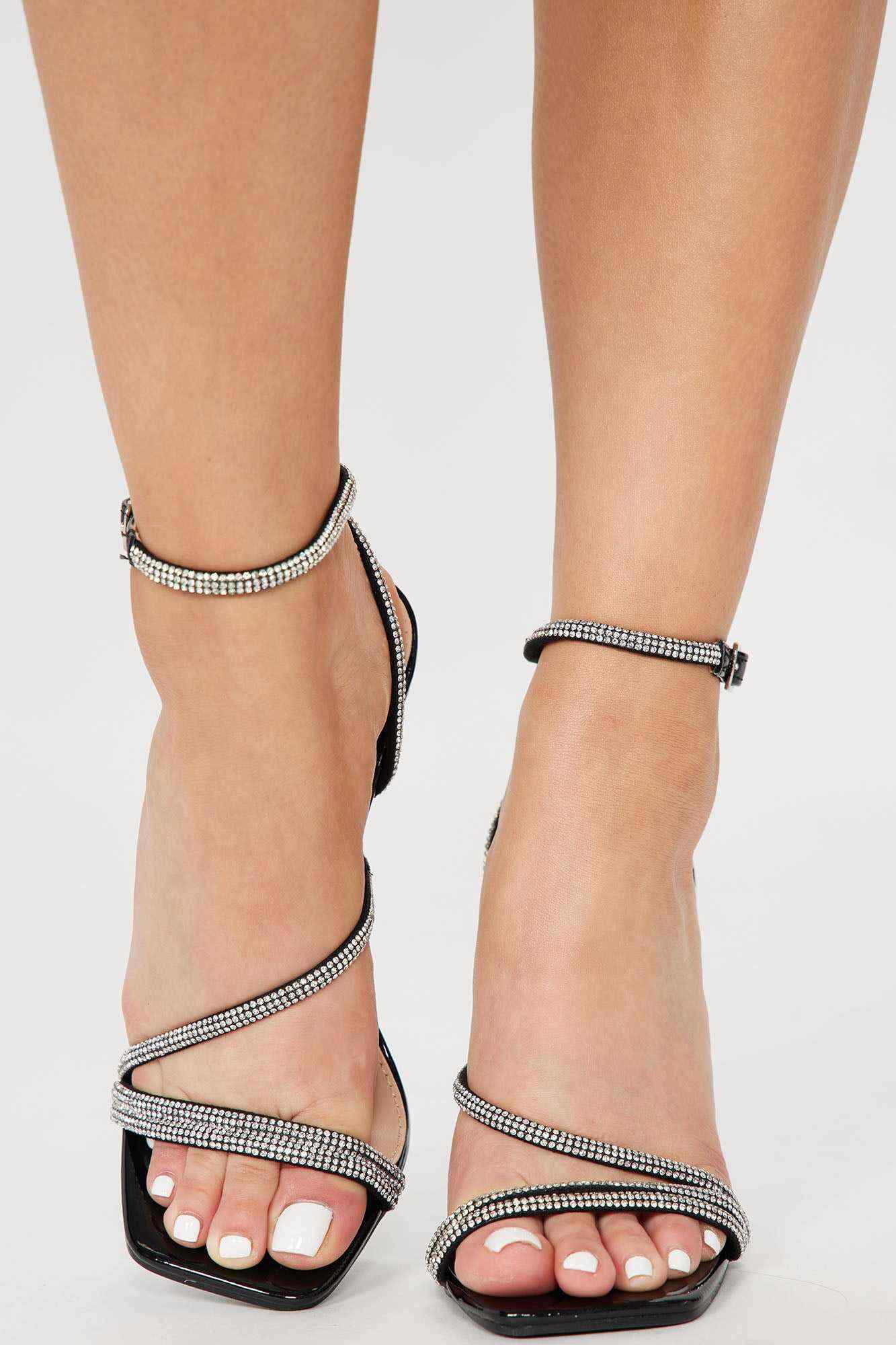 Candice Embellished Heeled Sandals   Black