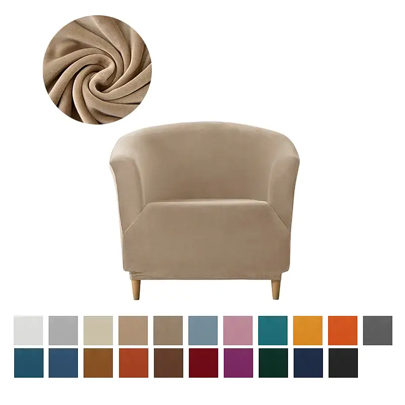 Velvet Club Chair Slipcover Stretch Armchair Covers 1-Piece