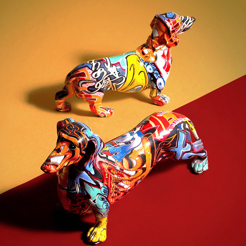 Nordic Painted Dachshund Statue
