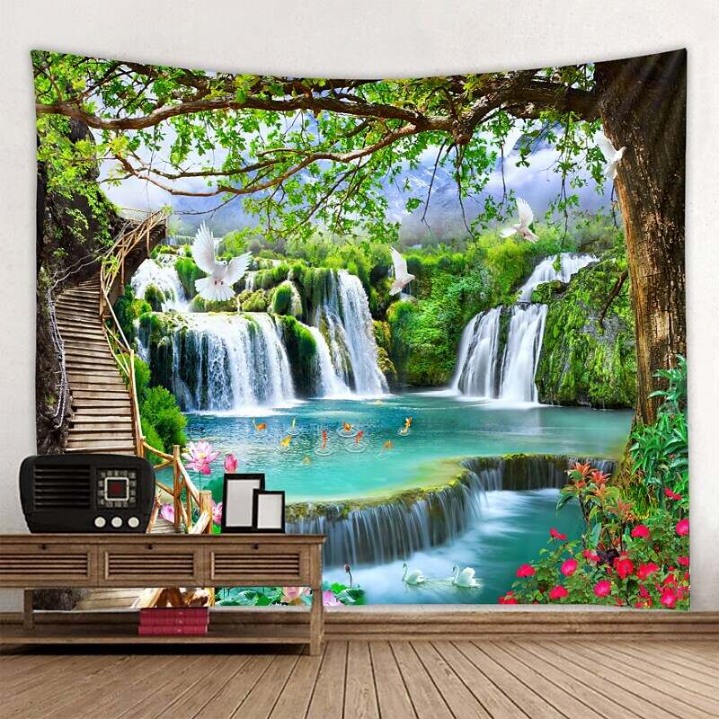 Waterfall Landscape Decorative Wall Tapestry Nature Background Cloth