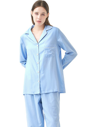 Regular Sleeve Simple Plain Long Sleeve Pajama Set