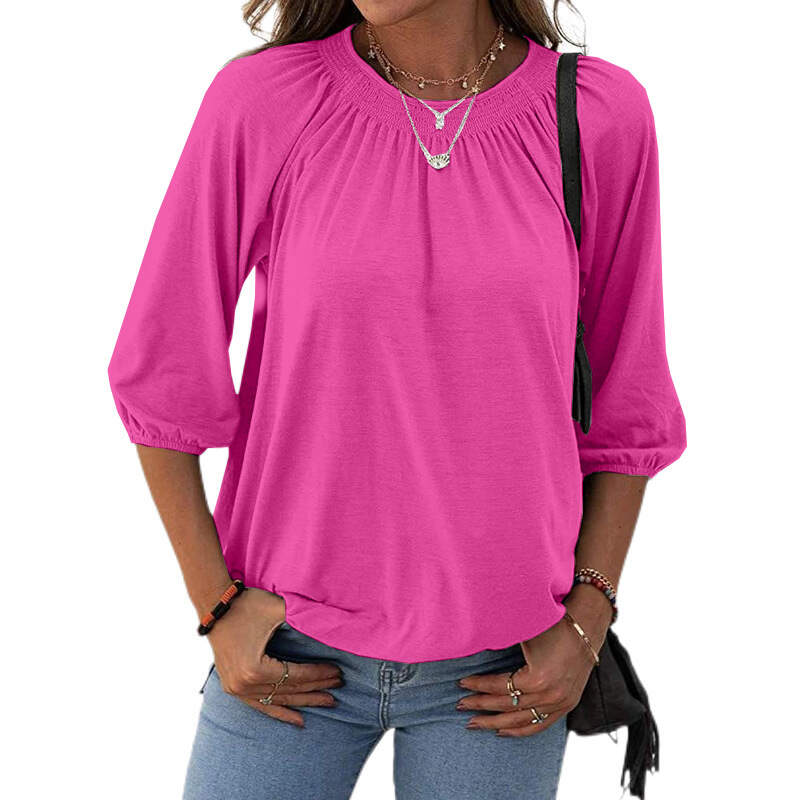 Cotton and linen loose fit women's T-shirt