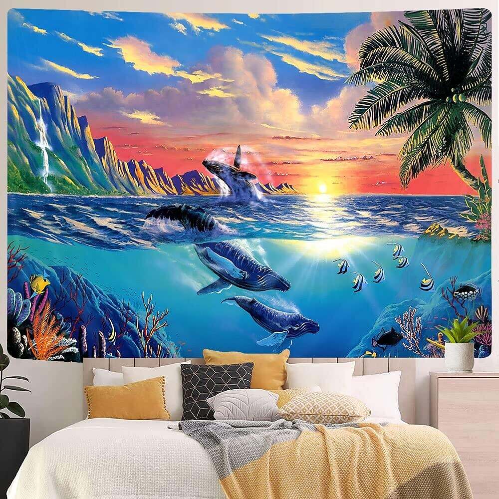 Ocean Dolphin Wall Tapestry Art Decor Photograph Backdrop