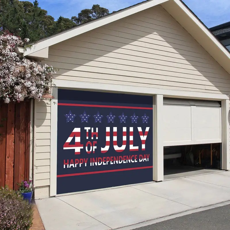 Patriotic Independence Day Flag Garage Door Banner Mural