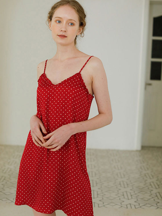 Loose Polka Dots Party Sleeveless Nightdress