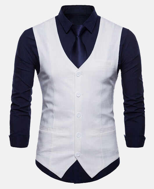 Casual Plain Single Breasted Blazer Vest