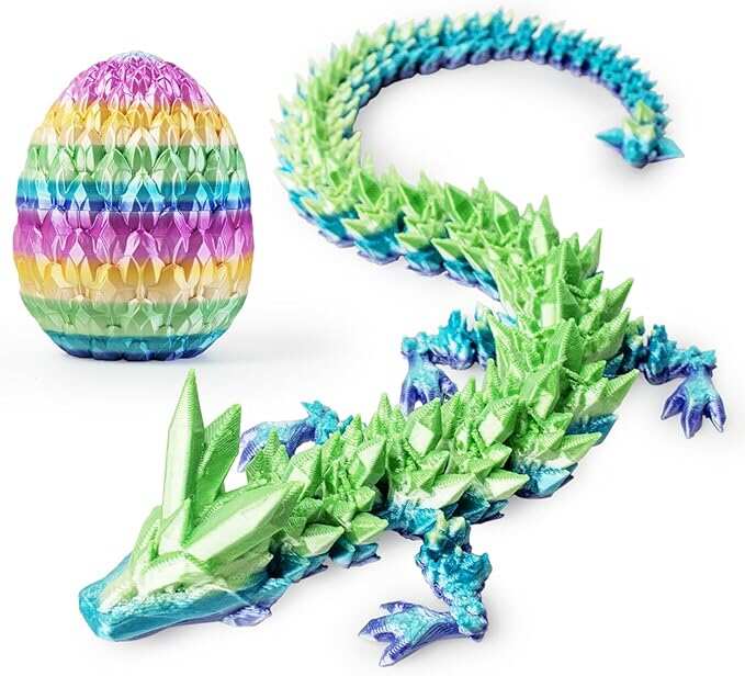 3D Printed Dragon in Egg, Beautiful Flexible Crystal Dragon,3D Printed Gifts for Adults and Kids