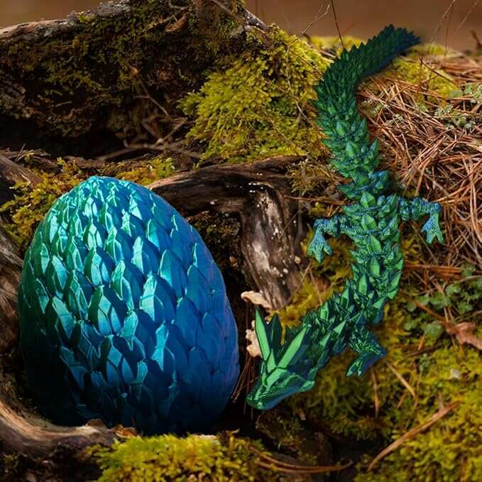 3D Printed Dragon in Egg, Beautiful Flexible Crystal Dragon,3D Printed Gifts for Adults and Kids