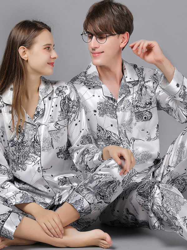 Regular Sleeve Simple Others Regular Fit Couple Pajamas Pajama Set