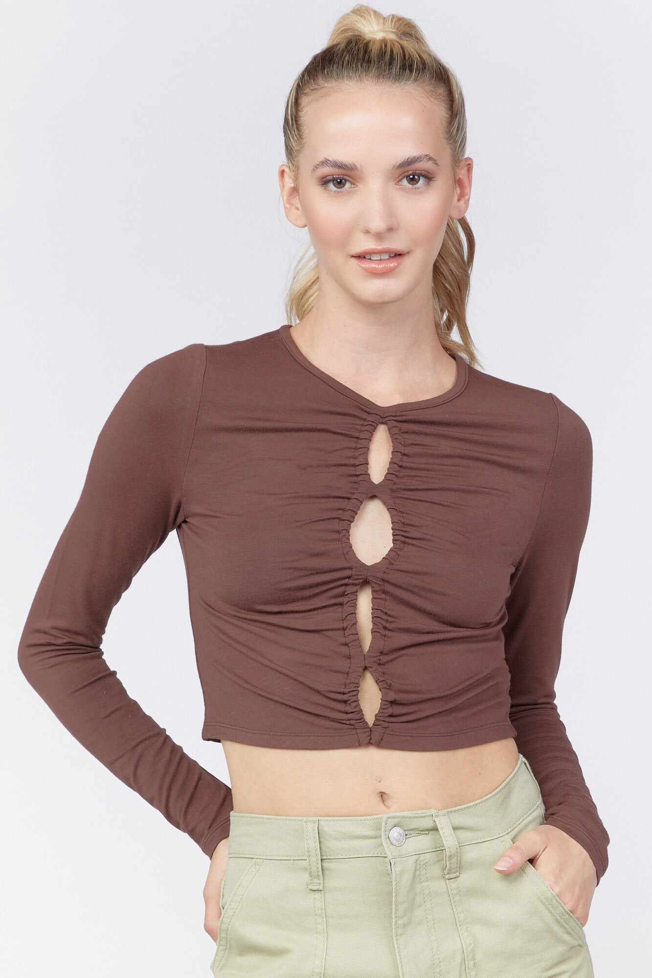 Women Apparel | Cutout Crop Top Light Grey Forever21 - IL14264