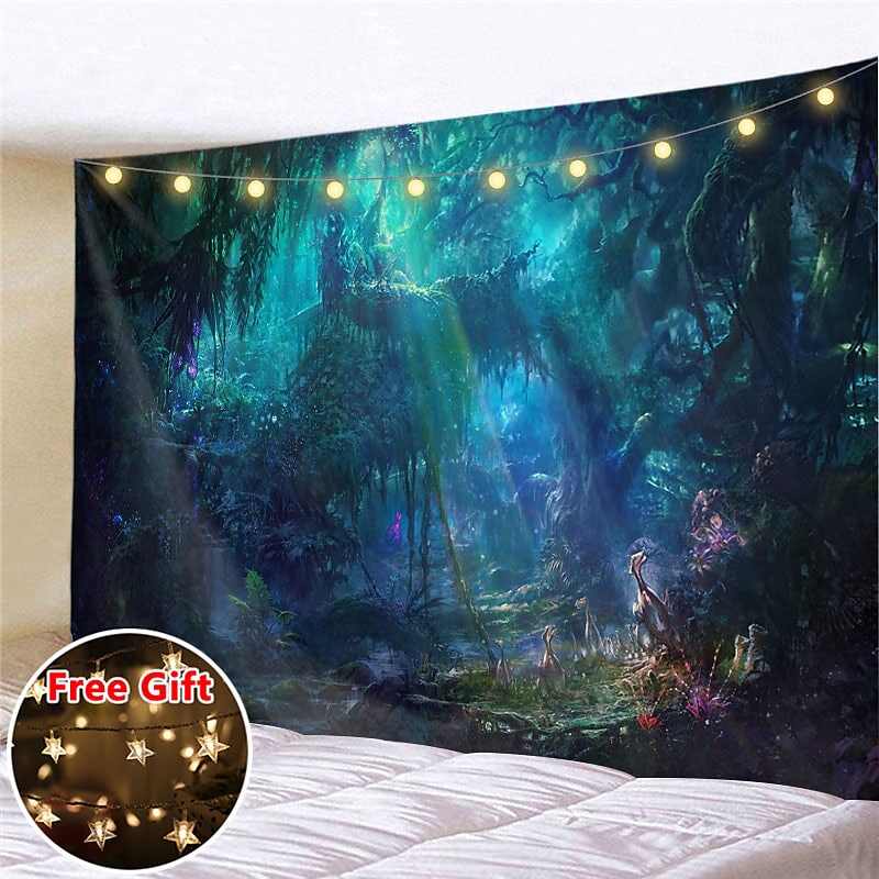 Landscape LED Lights Wall Tapestry Art Decor Fairytale Print