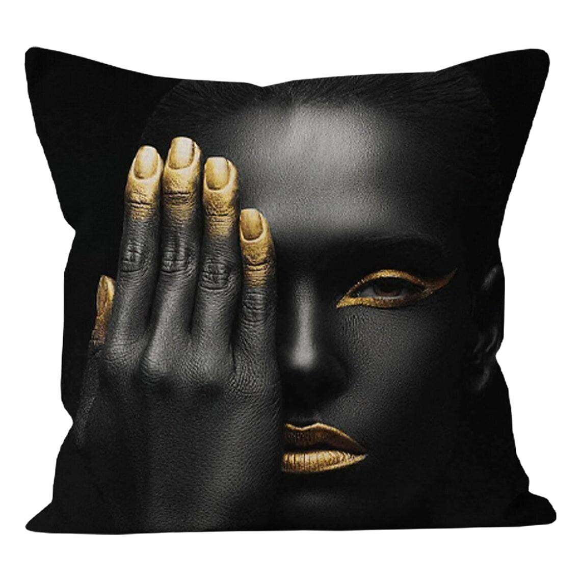 African Girl Double Side Pillow Cover 4PC Art Soft Decorative Square Cushion Case Pillowcase for Bedroom Livingroom Sofa Couch Chair