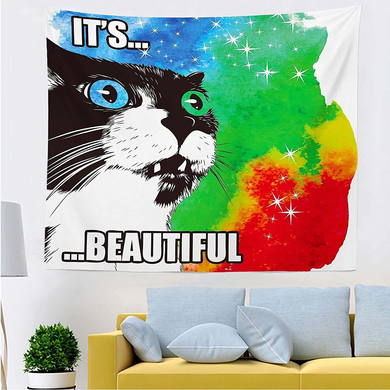 Funny Wall Tapestry Art Decor Wall Hanging Cat Backdrop