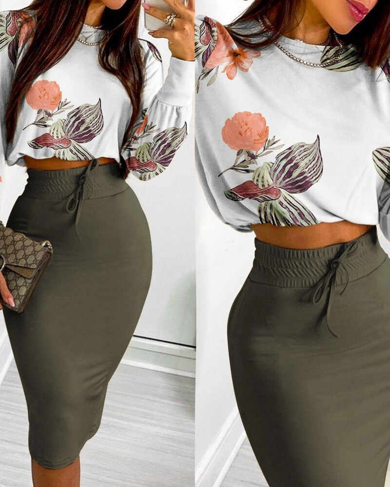 Drawstring Skirt Suits Bodycon