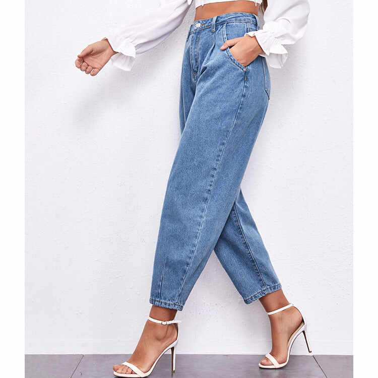 Loose High Waist Washed Daddy Pants Women